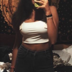 Tiger Mist white buckle tank top THE KAILEY CROP